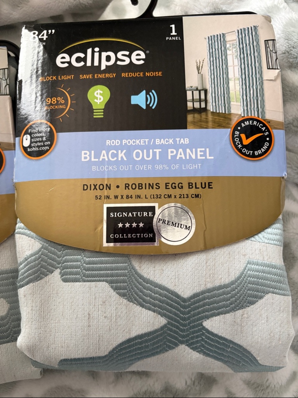 Eclipse Robins Egg Blue and White Blackout Curtain Panel (2) sold together